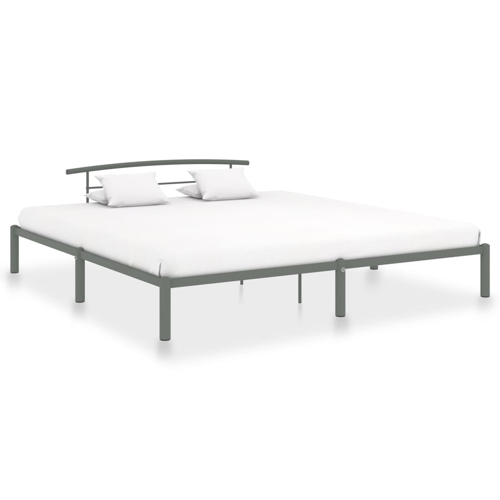 284667 vidaXL Bed Frame without Mattress Grey Metal 180x200 cm Super King